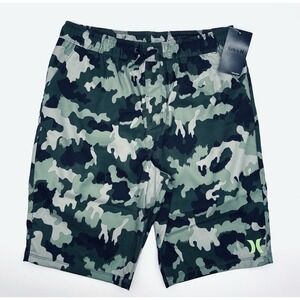 Hurley Hybrid Elastic Waist Camo Board Shorts Boys Youth Size XL Green NWT